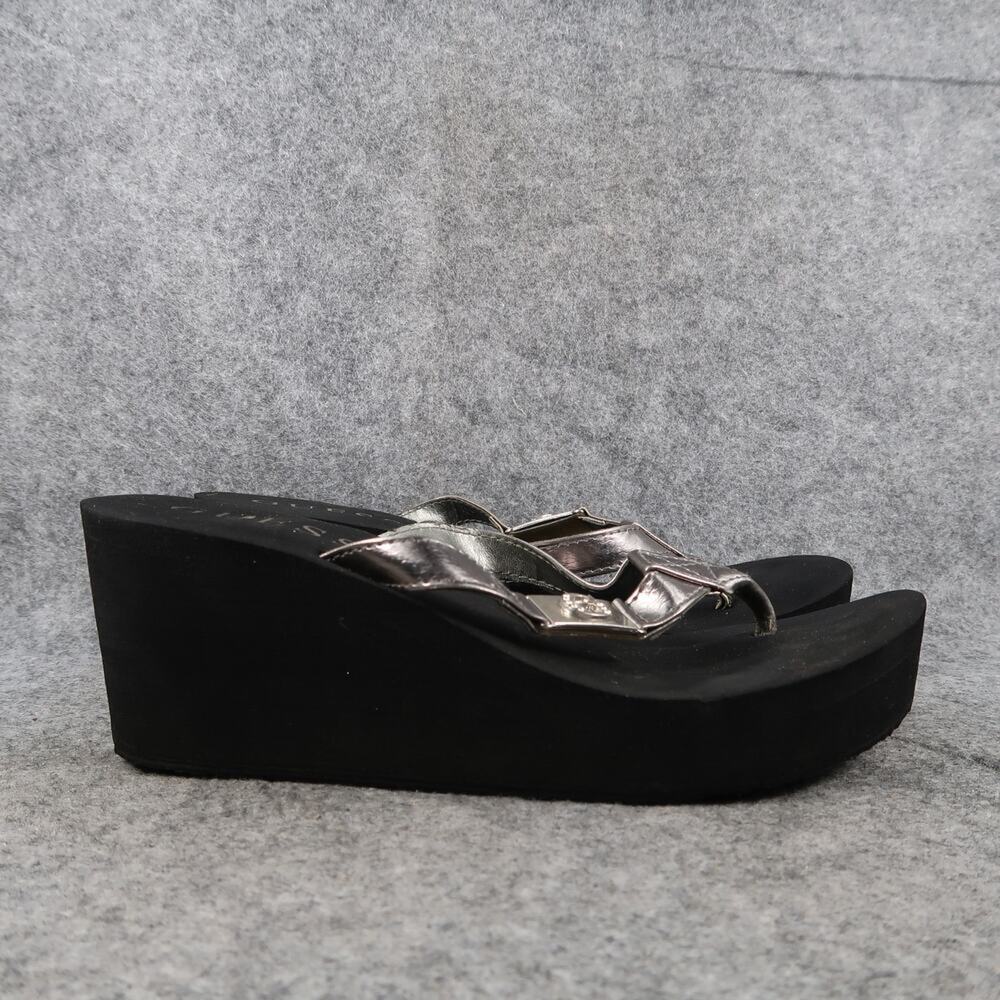 Guess Shoes Womens 7 Platform Sandals Flip Flop Wedge Casual Slip On Metallic